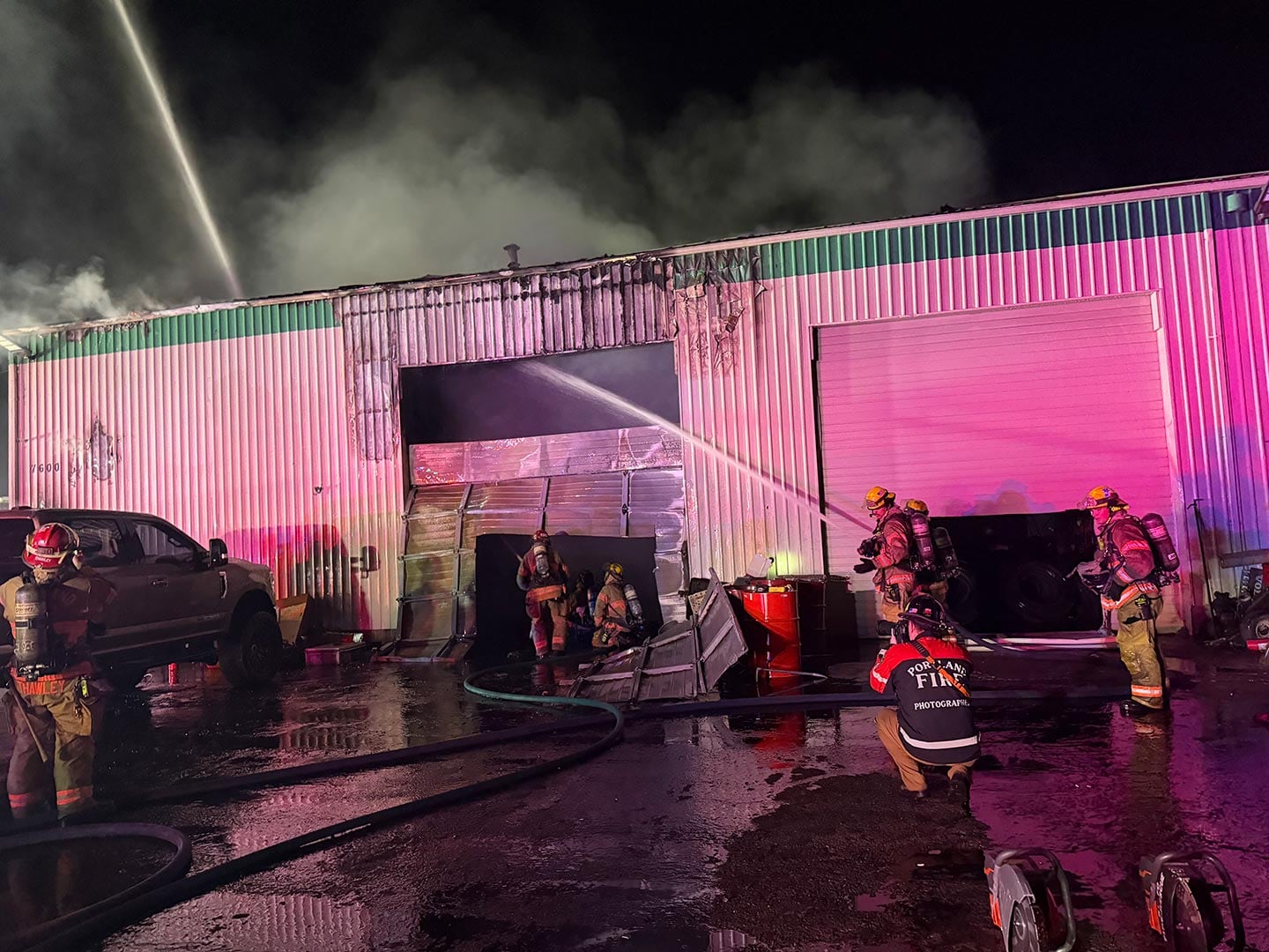 Two-Alarm Fire Engulfs Northeast Portland Auto Shop