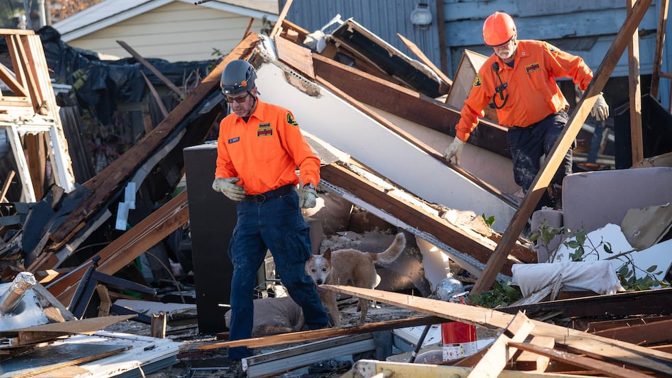 Alameda County Sheriff's Office Search and Rescue teams work the scene after a gas explosion...