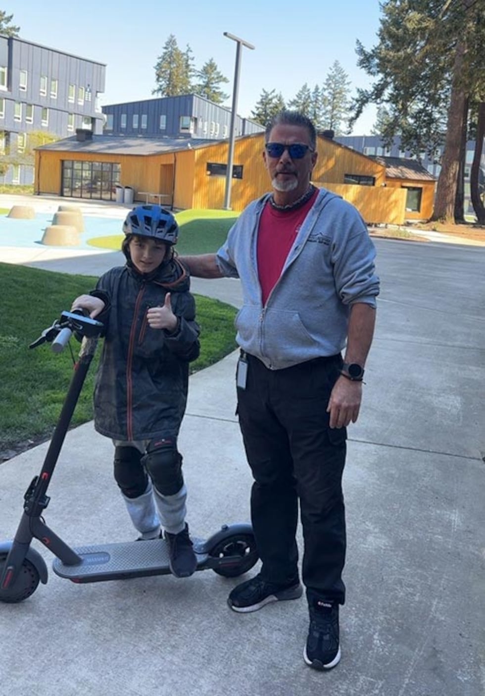 William Dunham with his new helmet