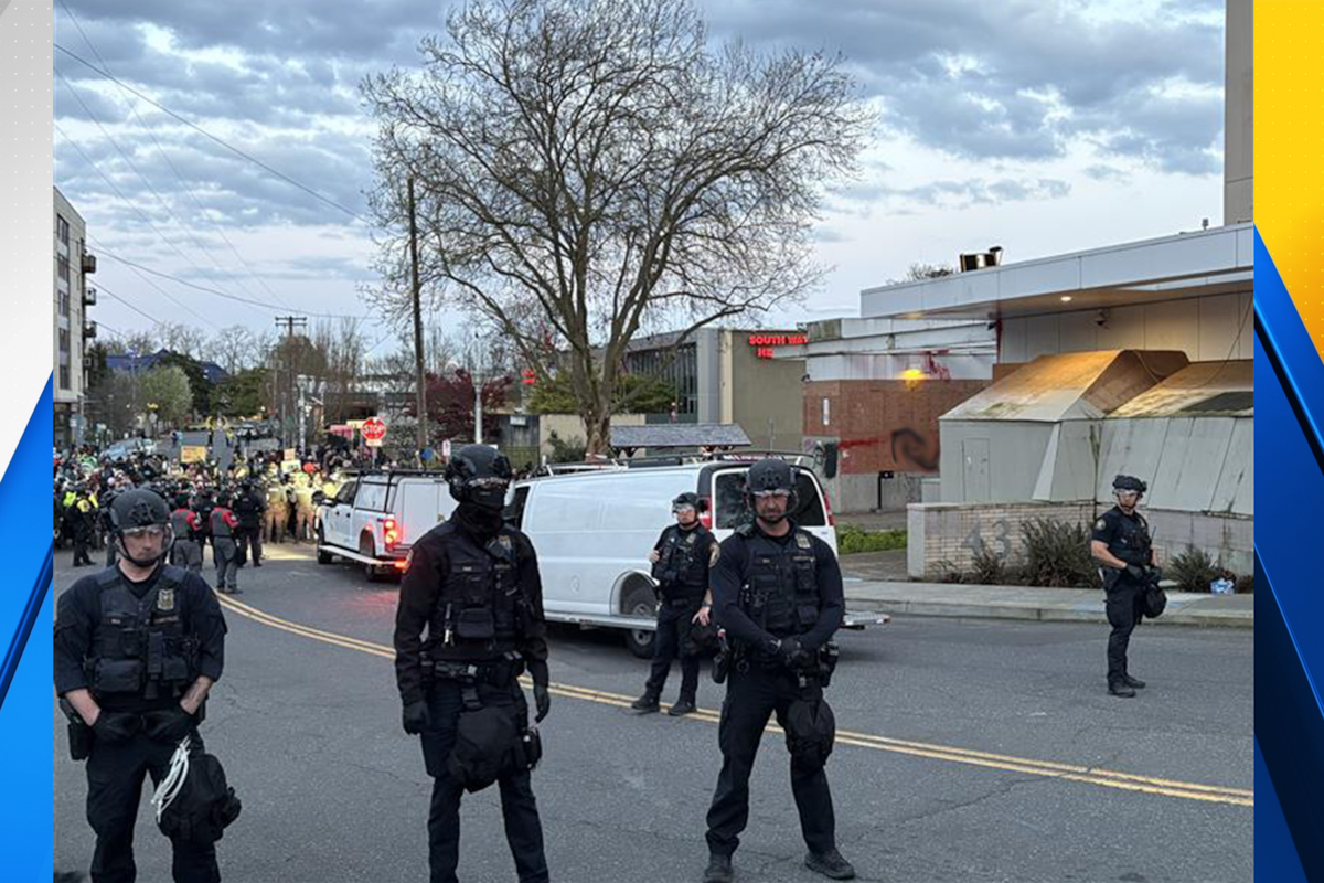 Portland Rioting Protesters break through gates at Portland ICE facility, burn flags on ...