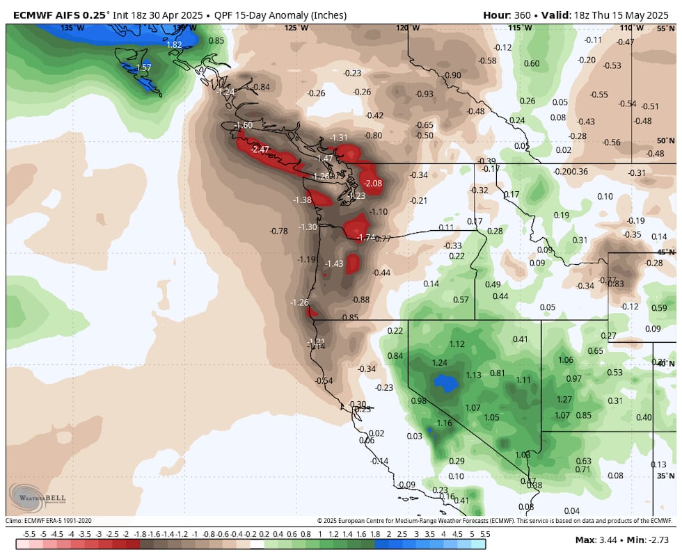 Below-normal rainfall next two weeks