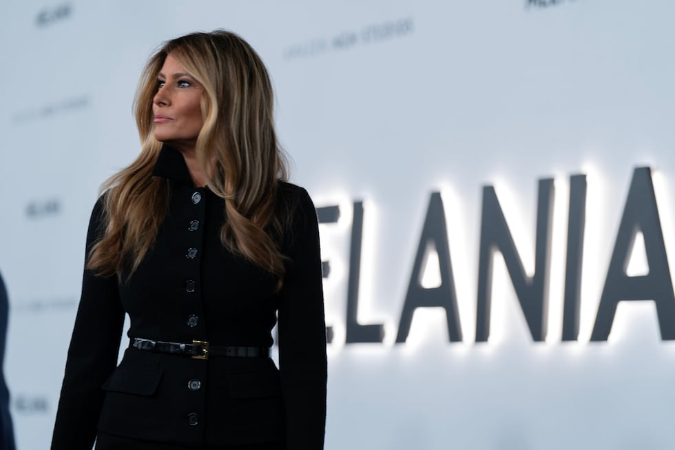 First lady Melania Trump arrives for the premiere of her movie "Melania" at The John F....