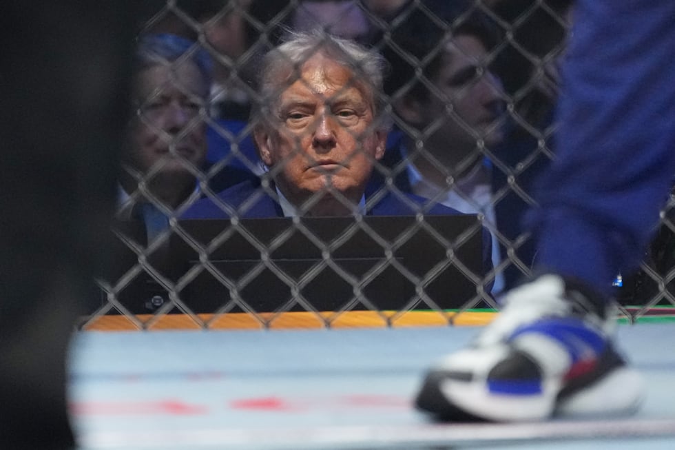 El presidente Donald Trump asiste a UFC Freedom 250 en el jardín sur de la Casa Blanca, el domingo...