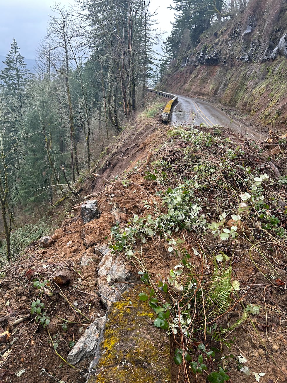 A landslide across the Historic Columbia River Highway closed the road east of Corbett on...