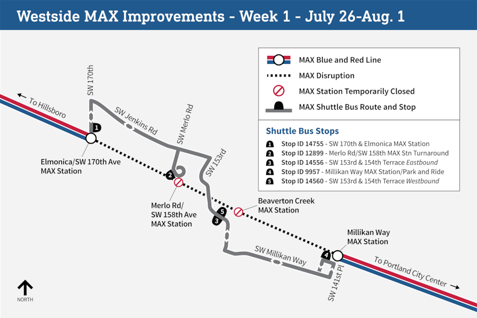 Sections of the MAX line, as well as road crossings, will be closed over a two-week period in...