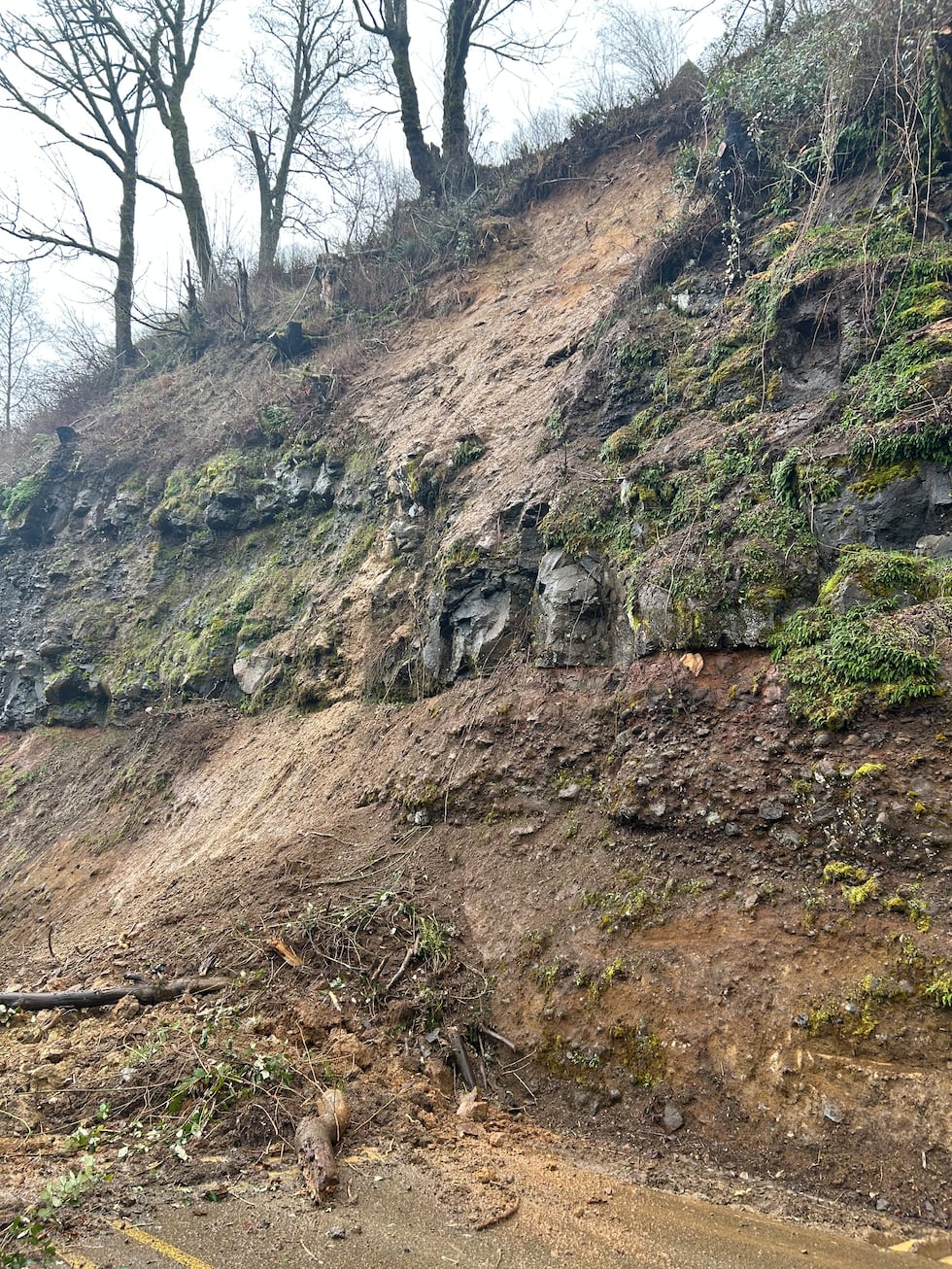 A landslide across the Historic Columbia River Highway closed the road east of Corbett on...