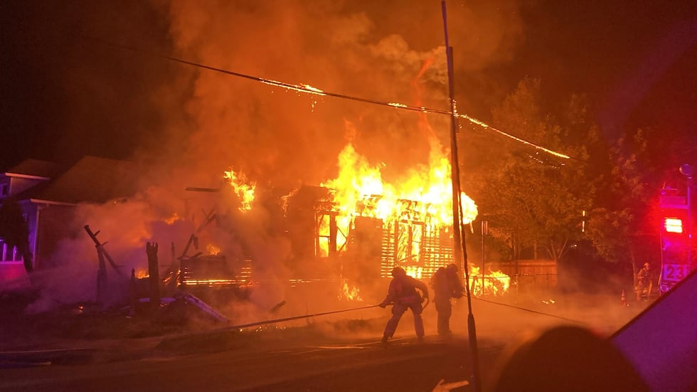 Home engulfed by flames in Portland's Belmont neighborhood on Friday, May 1, 2026.