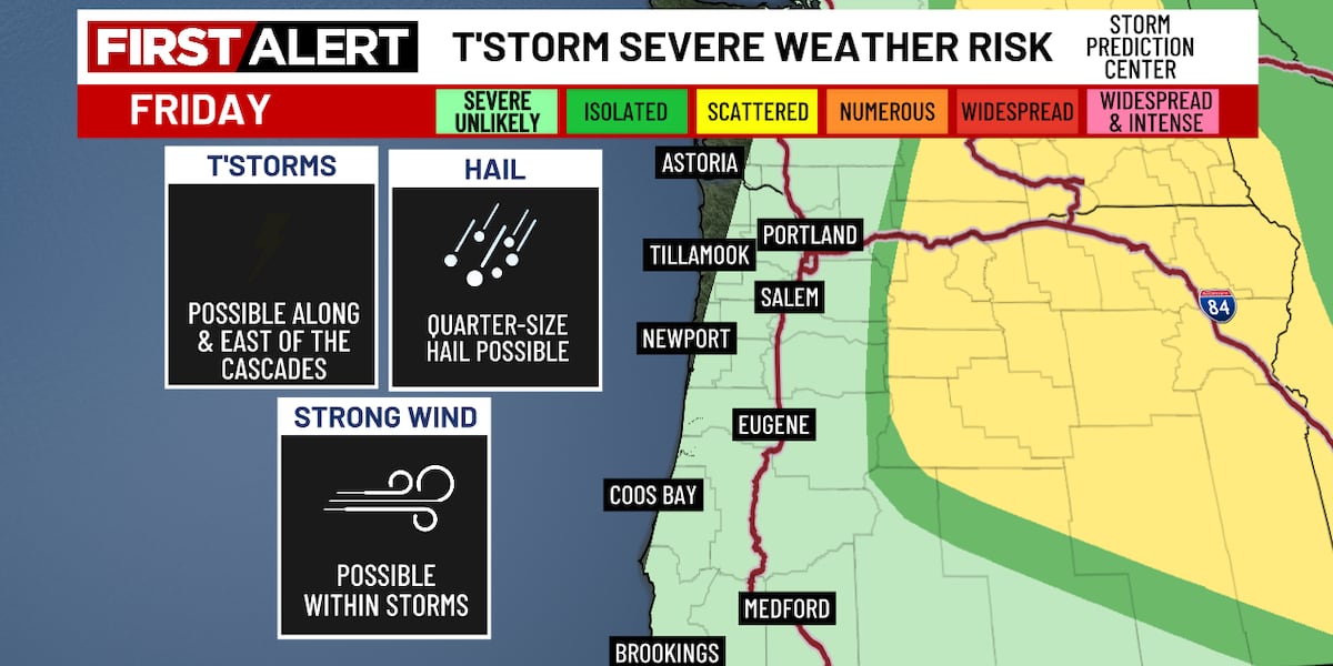 Severe storms possible tonight in Cascades and eastern Oregon
