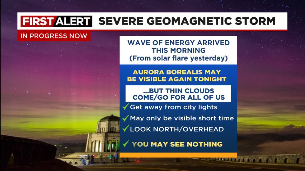 Northern Lights may be visible tonight, plus a warm weekend