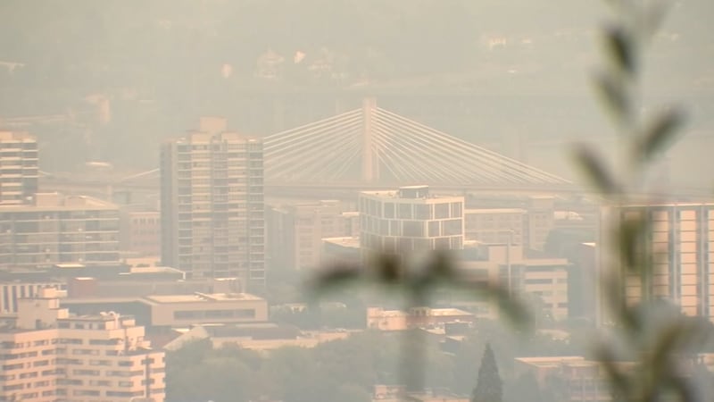 Smoky Portland skyline