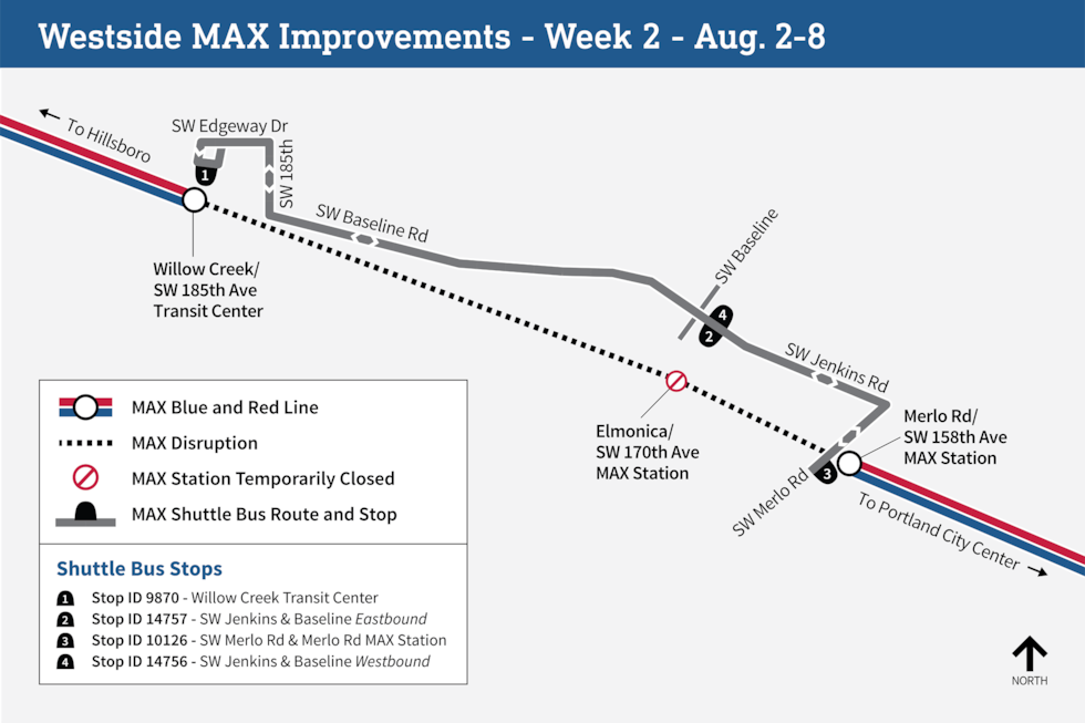 Sections of the MAX line, as well as road crossings, will be closed over a two-week period in...