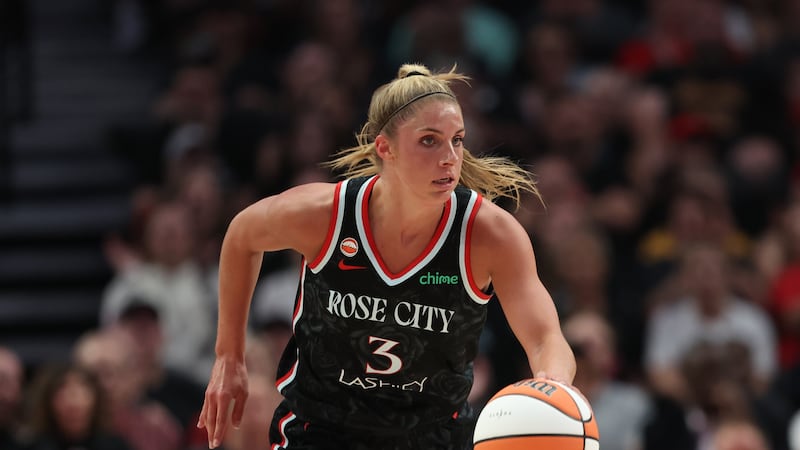 Portland Fire guard Sarah Ashlee Barker (3) plays during a WNBA basketball game against the...