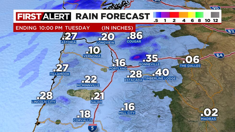Periods of rain Tuesday before late-week improvements