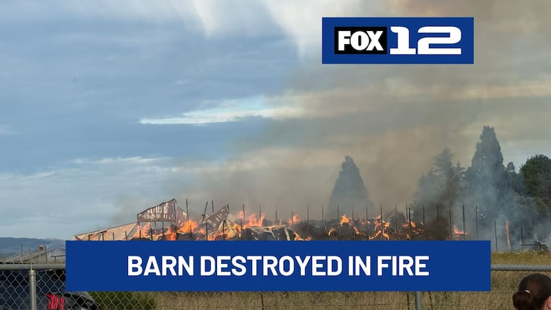 A barn was destroyed by a fire at the Coleman Guest Ranch in Molalla on Thursday night.