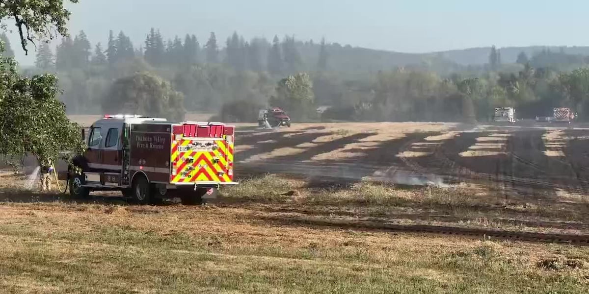 Brush fire sparked by fire at SE Hillsboro waste management facility, Aug. 8, 2026